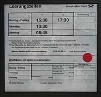 Leerungsanzeiger (roter Punkt bedeutet Sonntagsleerung)