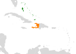 Map indicating locations of The Bahamas and Haiti