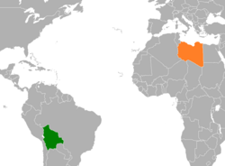 Map indicating locations of Bolivia and Libya