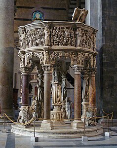 Pulpit of Pisa Cathedral, by Giovanni Pisano (1302–1310)