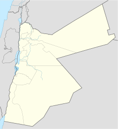 Mapa konturowa Jordanii, po lewej znajduje się punkt z opisem „AMM”