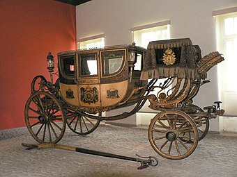 Coach commissioned in 1837 for Emperor Pedro II of Brazil, pictured before the 2012 restoration[14] (Imperial Museum of Brazil)