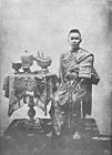 Queen Debsirindra, the second consort of King Mongkut wearing pha nung and pha biang, 1855