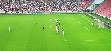 Samsunspor-Manisaspor maçında serbest vuruş anı (5 Eylül 2022).