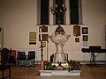 The baptismal font of the church