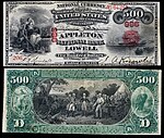 $500 Original Series, Appleton National Bank, Lowell, Massachusetts