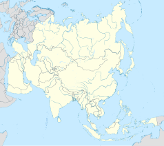 Mapa konturowa Azji, po prawej znajduje się punkt z opisem „Pjongczang”