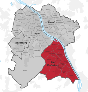 Lage des Stadtbezirks Bad Godesberg in Bonn