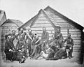 Kırım Savaşı, [Bir kulübenin dışında asker grubu], y. 1855