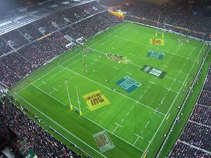 Rugbyspiel im FMG Stadium Waikato