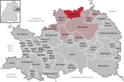 Elhelyezkedése Baden-Württemberg térképén