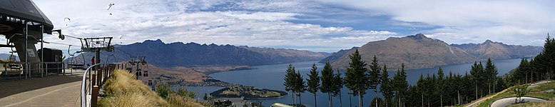 A lake surrounded by mountains