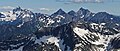 Silvertip Mountain (left), Mount Rideout (centered on skyline), Mount Payne (right) viewed from the north