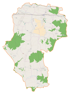 Mapa konturowa gminy Tarnowiec, u góry nieco na lewo znajduje się punkt z opisem „Gliniczek”