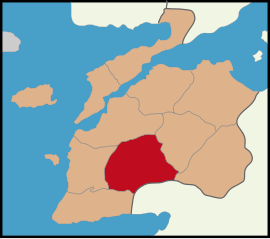 Map showing Bayramiç District in Çanakkale Province