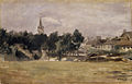 Édouard Manet: Landschaft mit Dorfkirche, um 1871