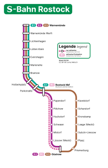 Liniennetzplan der S-Bahn Rostock