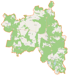 Mapa konturowa gminy Polanów, w centrum znajduje się punkt z opisem „Aleja bukowa Jacinki - Nacław”