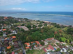 Sanur from above, Nusa Penida on the horizon