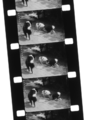 Black-and-white reversal silent home movie on double-perforation film stock