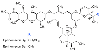 Strukturformeln von Eprinomectin B1a und B1b