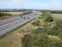 Autostrada M49 na wysokości Dyer’s Common, widok w kierunku Second Severn Crossing (2006)