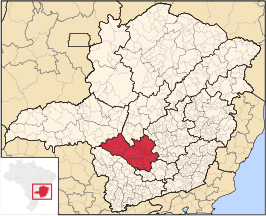 Ligging van de Braziliaanse mesoregio Oeste de Minas in Minas Gerais