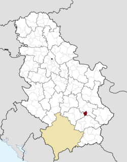 Location of the municipality of Doljevac within Serbia