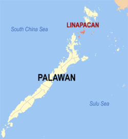 Map of Palawan with Linapacan highlighted