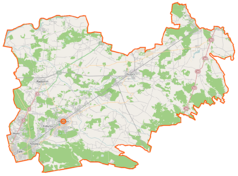 Mapa konturowa powiatu wołomińskiego, po prawej nieco u góry znajduje się punkt z opisem „Wólka Sulejowska”