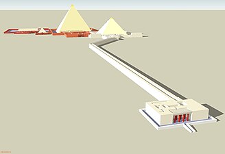 Het gehele piramidecomplex van Aboesir met processieweg en daltempel