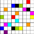 Abbildung 3e. Sudoku aus Abb. 1 mit Farben anstatt Ziffern und horizontal gespiegelt.