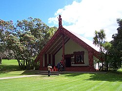 Te Whare Rūnanga, the carved meeting house on the Waitangi Treaty Grounds