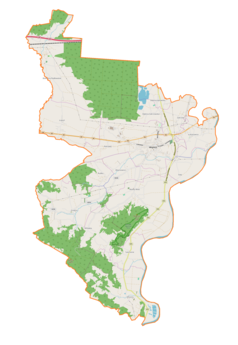 Mapa konturowa gminy Wojnicz, po lewej nieco u góry znajduje się punkt z opisem „Łopoń”