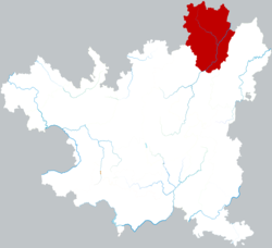 Daozhen is the northernmost division in this map of Zunyi