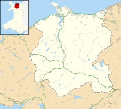 Mapa konturowa Conwy, u góry znajduje się punkt z opisem „Llandudno Junction”