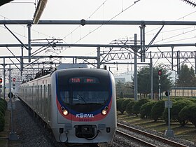 Overhead lines in Gyeongui–Jungang Line, South Korea (25 kV AC)