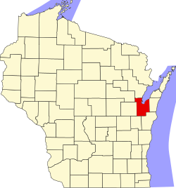 Karte von Brown County innerhalb von Wisconsin