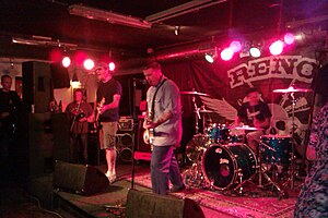 Left to right: Jadowski, Loveday and Patino during a gig in Eindhoven, Netherlands