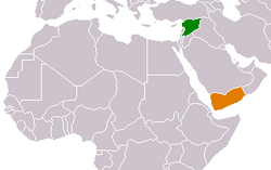 Map indicating locations of Syria and Yemen