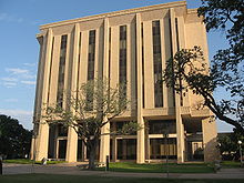 Front side view of Harrington Education Center Tower on Texas A&M University College Station campus