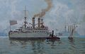 Die USS Kentucky, ein Schlachtschiff der Großen weißen Flotte 1908 auf Weltreise
