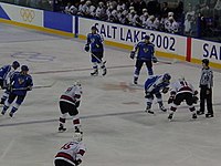 Szene aus dem Viertelfinalspiel der Männer gegen Finnland 2002