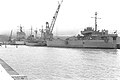 BRP Andrés Bonifacio together with BRP Samar del Norte docked in Subic Bay right after the eruption of Mount Pinatubo in March 1991.