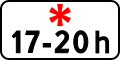 Zeichen 827: Zeitliche Beschränkung (nur samstags, sonntags und feiertags 17:00 bis 20:00 Uhr)