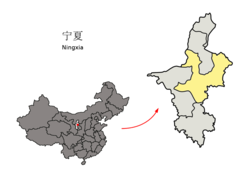 Location of Wuzhong City jurisdiction in Ningxia