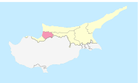 Güzelyurt İlçesi'nin Kuzey Kıbrıs Türk Cumhuriyeti'ndeki konumu