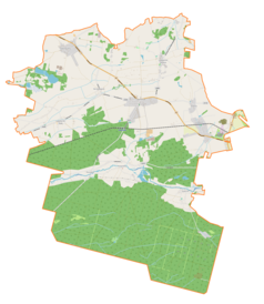 Mapa konturowa gminy Pawonków, blisko centrum po prawej na dole znajduje się punkt z opisem „Solarnia”