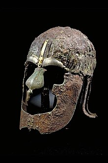 Colour photograph of the Vendel XIV helmet