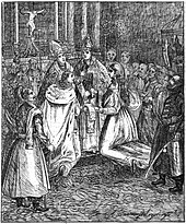 Die Hochzeit von Fürst Jeremie Wiśniowiecki mit Gryzelda Konstancja Zamoiska in der Erzkathedrale von Lwiw am 1. Dezember 1637. Stich von 1836.